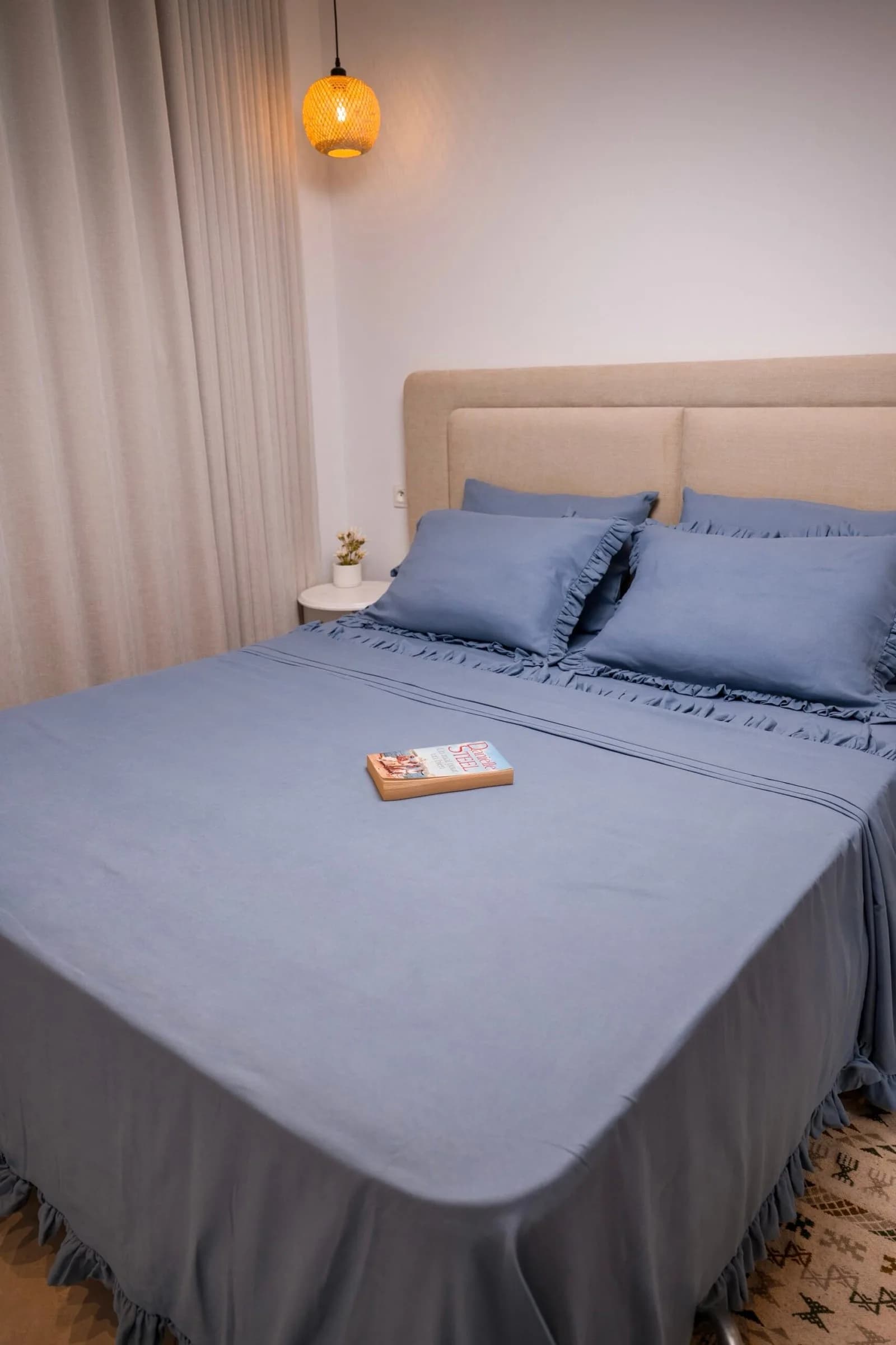Parure de Lit Dusty Blue à volants »6 Pièces »
